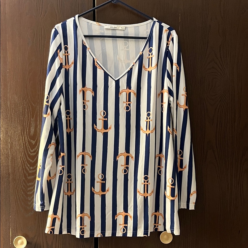 Sakurafina long sleeved nautical top. Size 1XL